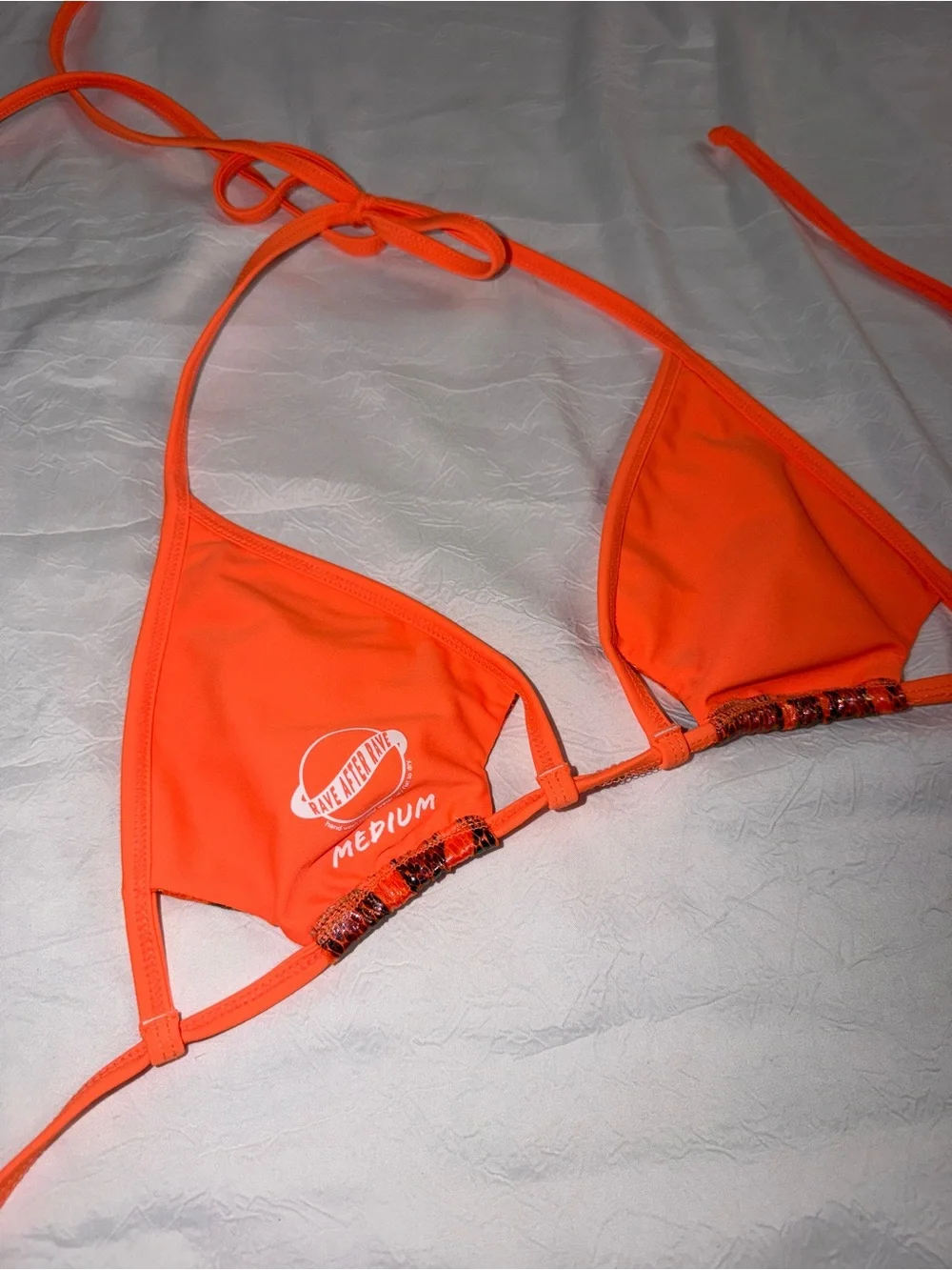 Rave After Rave medium orange festival top Animal Print Triangle Bikini Top